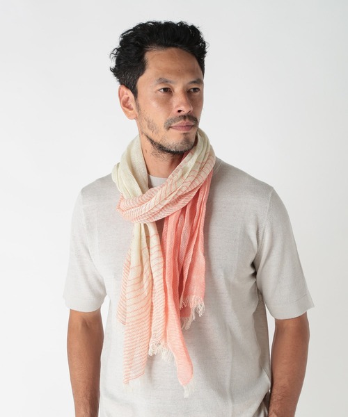 MEN'S BIGI（メンズビギ）の「バイカラーリネンストール（ストール/ショール・メンズ・ブルー/ピンク・FREE）」の3枚目の写真