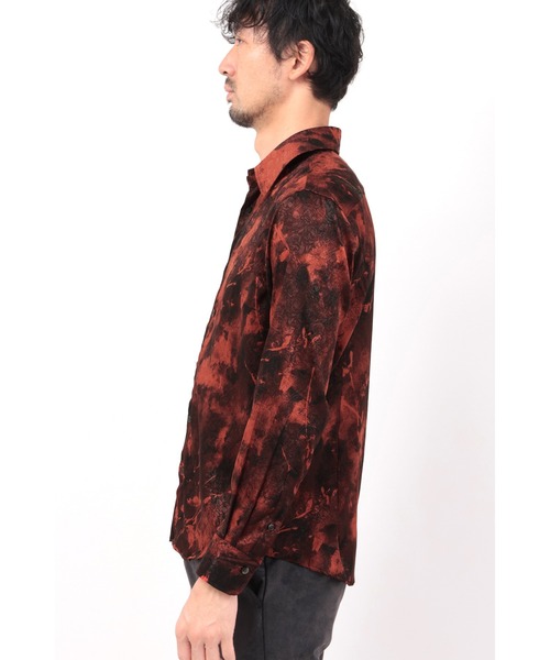 ローズプリントパジャマシャツ HIGH STREET∴ストレッチサテンJQシャドーローズプリントSH