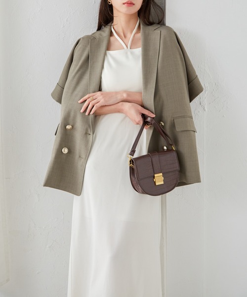 RANAN（ラナン）の「【選べる】デザインキャミワンピース(フレア／Iライン)（ワンピース・レディース・ブラウン系2/ブラウン系1/グレー系2/ホワイト系2/ホワイト系1/ブラック系2/ブラック系1/グレー系1・LL/L/M/S）」の2枚目の写真