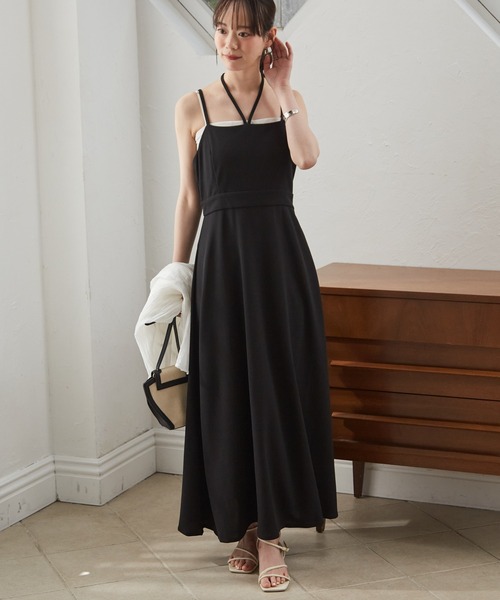 RANAN（ラナン）の「【選べる】デザインキャミワンピース(フレア／Iライン)（ワンピース・レディース・ブラウン系2/ブラウン系1/グレー系2/ホワイト系2/ホワイト系1/ブラック系2/ブラック系1/グレー系1・LL/L/M/S）」の3枚目の写真