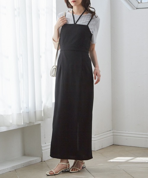 RANAN（ラナン）の「【選べる】デザインキャミワンピース(フレア／Iライン)（ワンピース・レディース・ブラウン系2/ブラウン系1/グレー系2/ホワイト系2/ホワイト系1/ブラック系2/ブラック系1/グレー系1・LL/L/M/S）」の4枚目の写真