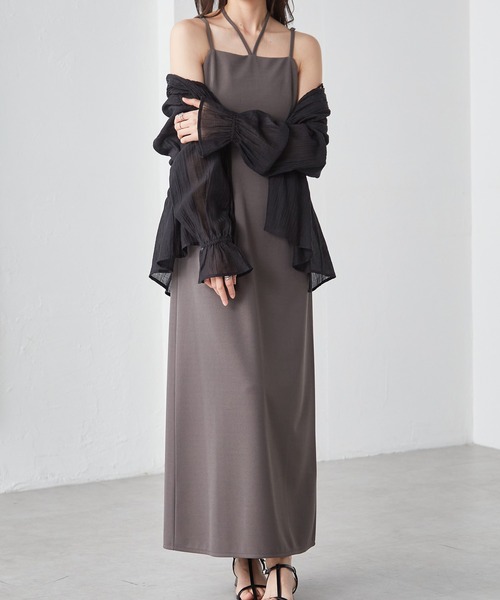 RANAN（ラナン）の「【選べる】デザインキャミワンピース(フレア／Iライン)（ワンピース・レディース・ブラウン系2/ブラウン系1/グレー系2/ホワイト系2/ホワイト系1/ブラック系2/ブラック系1/グレー系1・LL/L/M/S）」の6枚目の写真