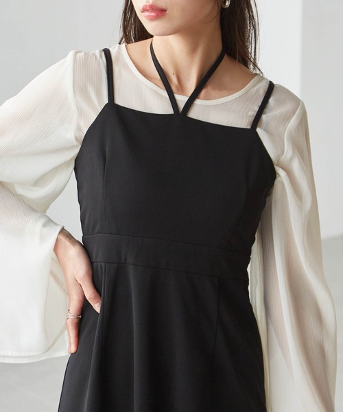 RANAN（ラナン）の「【選べる】デザインキャミワンピース(フレア／Iライン)（ワンピース・レディース・ブラウン系2/ブラウン系1/グレー系2/ホワイト系2/ホワイト系1/ブラック系2/ブラック系1/グレー系1・LL/L/M/S）」の11枚目の写真