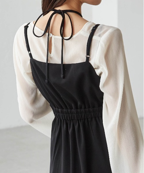 RANAN（ラナン）の「【選べる】デザインキャミワンピース(フレア／Iライン)（ワンピース・レディース・ブラウン系2/ブラウン系1/グレー系2/ホワイト系2/ホワイト系1/ブラック系2/ブラック系1/グレー系1・LL/L/M/S）」の12枚目の写真