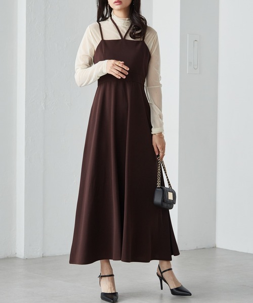 RANAN（ラナン）の「【選べる】デザインキャミワンピース(フレア／Iライン)（ワンピース・レディース・ブラウン系2/ブラウン系1/グレー系2/ホワイト系2/ホワイト系1/ブラック系2/ブラック系1/グレー系1・LL/L/M/S）」の14枚目の写真