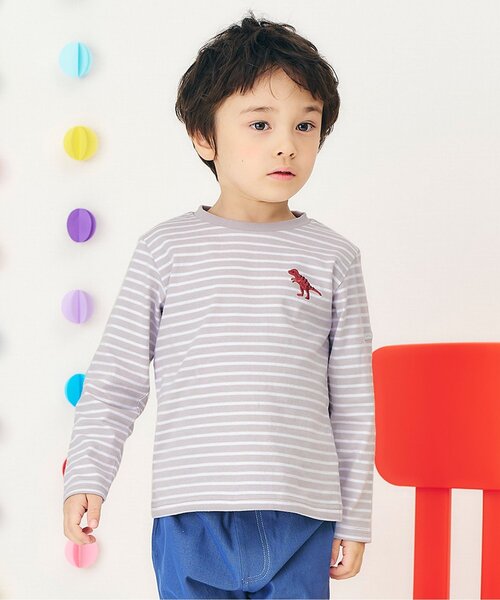 apres les cours（アプレレクール）の「【ジュニア対応】アソートモチーフ長袖Tシャツ/7days Style（Tシャツ/カットソー・キッズ・ピンク/その他2/ネイビー/アイボリー/サックスブルー・80/90/100/110/120/140/130）」の5枚目の写真