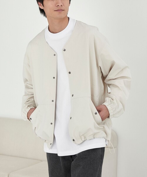coen（コーエン）の「【C.Mt】NOCOLLAR JACKET（ノーカラージャケット・メンズ・オフホワイト/ブラック/ダークグレー・S/M/L/XL）」の2枚目の写真