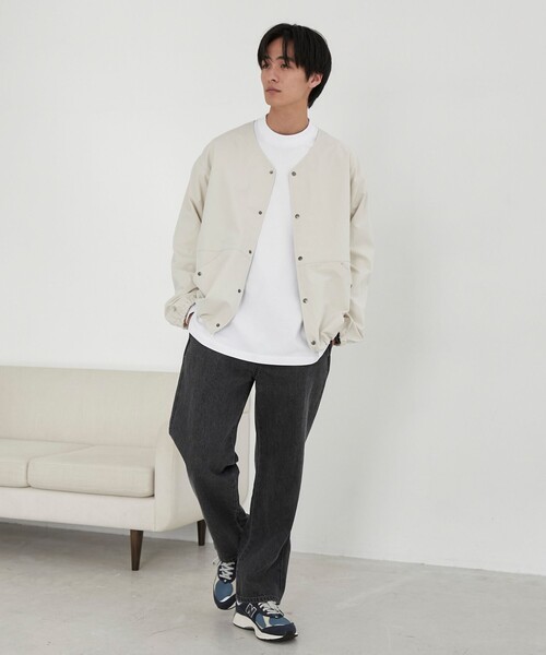 coen（コーエン）の「【C.Mt】NOCOLLAR JACKET（ノーカラージャケット・メンズ・オフホワイト/ブラック/ダークグレー・S/M/L/XL）」の10枚目の写真