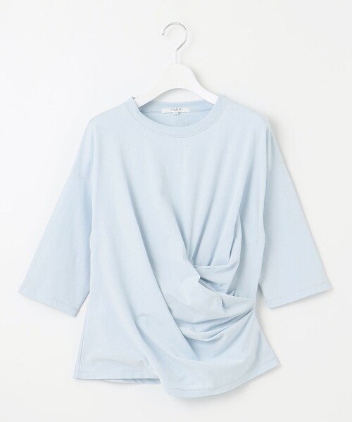 23区 L（ニジュウサンクオオキイサイズ）の「【SLOW/一部店舗限定】MVSコットン カシュクール 5分丈 Tシャツ（Tシャツ/カットソー・レディース・グレー系/ホワイト系/サックスブルー系・46/44/48）」の8枚目の写真