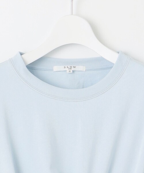 23区 L（ニジュウサンクオオキイサイズ）の「【SLOW/一部店舗限定】MVSコットン カシュクール 5分丈 Tシャツ（Tシャツ/カットソー・レディース・グレー系/ホワイト系/サックスブルー系・46/44/48）」の9枚目の写真