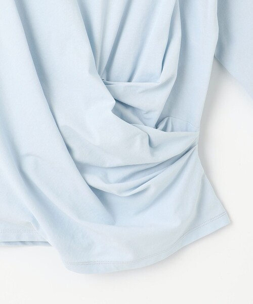23区 L（ニジュウサンクオオキイサイズ）の「【SLOW/一部店舗限定】MVSコットン カシュクール 5分丈 Tシャツ（Tシャツ/カットソー・レディース・グレー系/ホワイト系/サックスブルー系・46/44/48）」の11枚目の写真