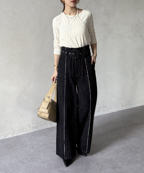 Thevon（ゼボン）の「ベルト付きジャガードデニム（その他パンツ・レディース・ネイビー/ブラック・S/M）」の8枚目の写真