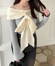 clear（クリア）の「オフショルニットリボントップス[スタイルアップ 大人フェミニン]≪再入荷≫（ニット/セーター）」