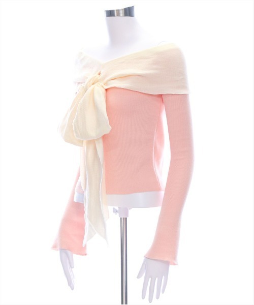 clear（クリア）の「オフショルニットリボントップス[スタイルアップ 大人フェミニン]≪再入荷≫（ニット/セーター・レディース・ブラック/グレー/ピンク/ミント・F）」の21枚目の写真