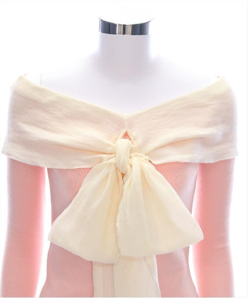 clear（クリア）の「オフショルニットリボントップス[スタイルアップ 大人フェミニン]≪再入荷≫（ニット/セーター・レディース・ブラック/グレー/ピンク/ミント・F）」の15枚目の写真