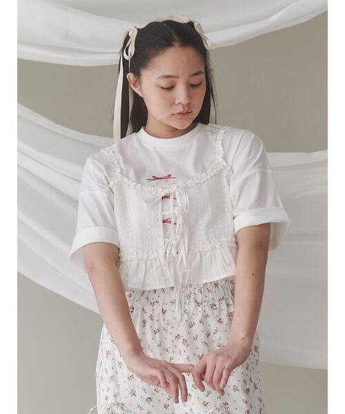 merry jenny(メリージェニー)の「twinkle flower bustier(シャツ/ブラウス・レディース・アイボリー/ブラック・FREE)」の7枚目の写真