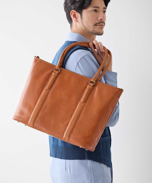 SEEKER（シーカー）の「【SEEKER/シーカー × UNIONSTATION別注】リアルレザー 牛革 トートバッグ（トートバッグ・メンズ・ネイビー/ブラック/グリーン/キャメル・FREE）」の9枚目の写真