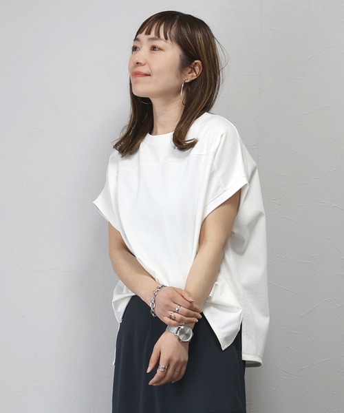 Aletta vita(アレッタビータ)の「綿サイドスリットフレンチプルオーバー(Tシャツ/カットソー・レディース・オフホワイト/ブラック/ブラウン・FREE)」の15枚目の写真
