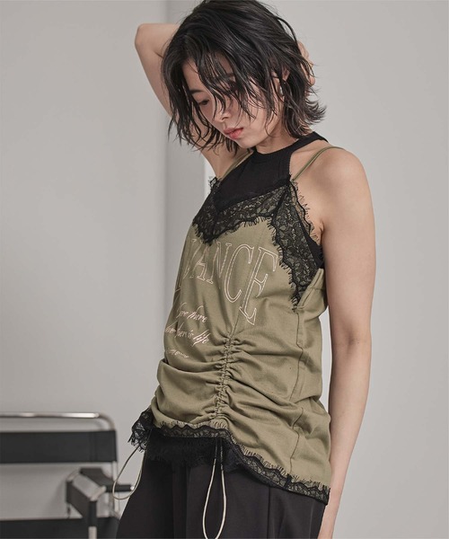 miette(ミエット)の「レーストリムドロストキャミチュニック(キャミソール・レディース・カーキ/ブラック/ホワイト系その他・FREE)」の18枚目の写真
