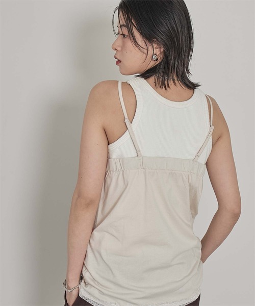 miette(ミエット)の「レーストリムドロストキャミチュニック(キャミソール・レディース・カーキ/ブラック/ホワイト系その他・FREE)」の6枚目の写真