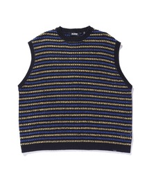 XLARGE(GNXg[W)STRIPED KNIT VEST(jbg/Z[^[)