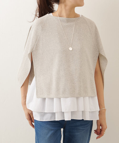 BEARDSLEY（ビアズリー）の「ボーダーショートポンチョ（ニット/セーター・レディース・ネイビー/グレー・FREE）」の18枚目の写真