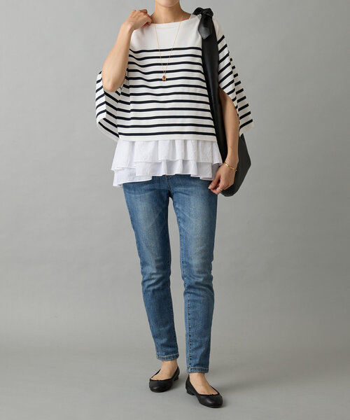 BEARDSLEY（ビアズリー）の「ボーダーショートポンチョ（ニット/セーター・レディース・ネイビー/グレー・FREE）」の21枚目の写真