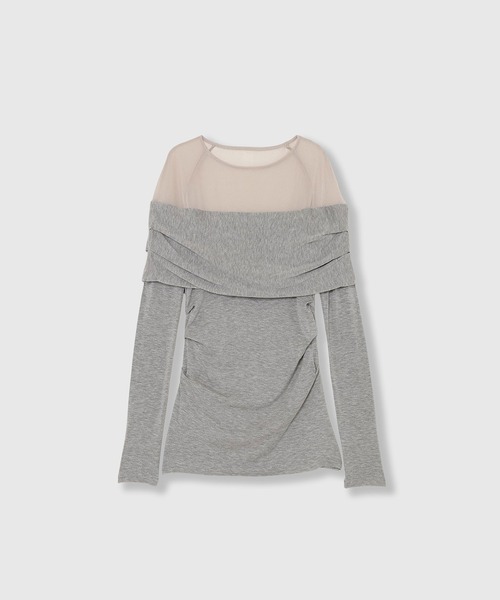 THINGS THAT MATTER(シングス ザット マター)の「PRETENSE OFF-SHOULDER TOPS / プリテンスオフショルダートップス(Tシャツ/カットソー・レディース・グレー/ブラック・FREE)」の17枚目の写真