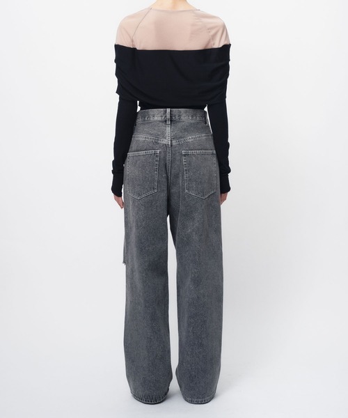 THINGS THAT MATTER(シングス ザット マター)の「PRETENSE OFF-SHOULDER TOPS / プリテンスオフショルダートップス(Tシャツ/カットソー・レディース・グレー/ブラック・FREE)」の7枚目の写真