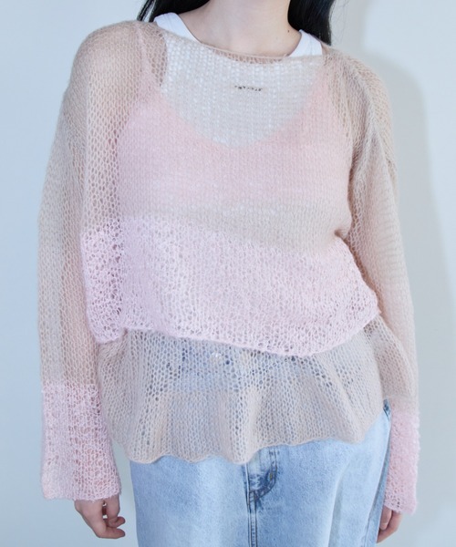 人気激安 セール】crochet border knit（ニット/セーター cropped トップス