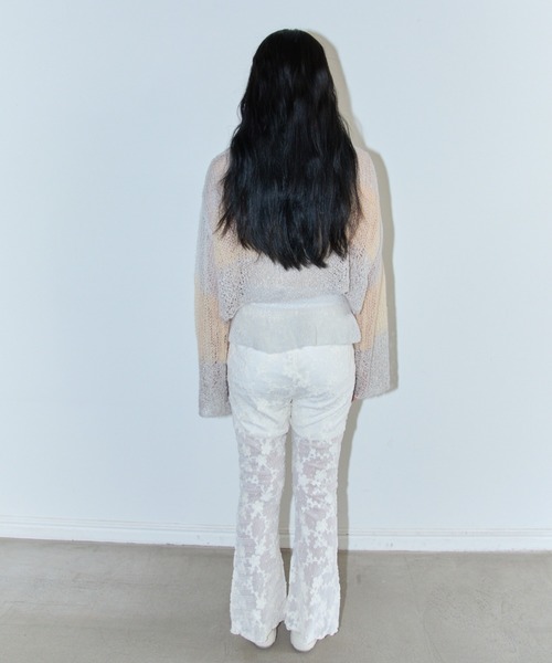 HONEY MI HONEY（ハニーミーハニー）の「crochet border cropped knit（ニット/セーター・レディース・サックスブルー/グレー/ベージュ・FREE）」の7枚目の写真