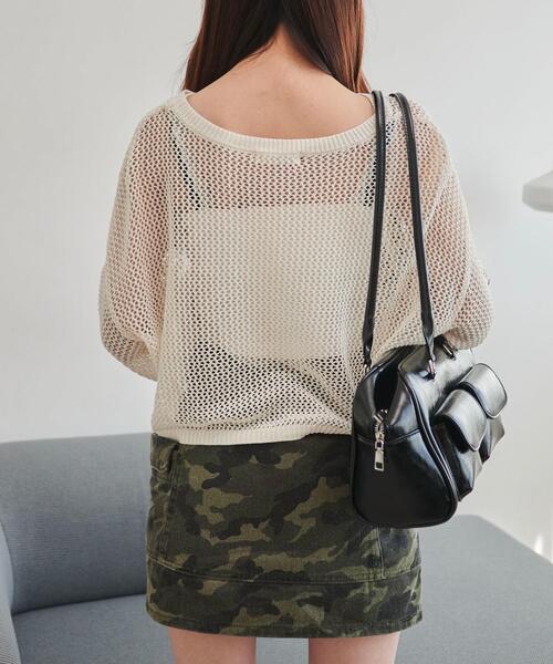 WEGO(ウィゴー)の「WEGO/ナンバリングメッシュショートニット(ニット/セーター・レディース・レッド/ブラック・FREE)」の15枚目の写真