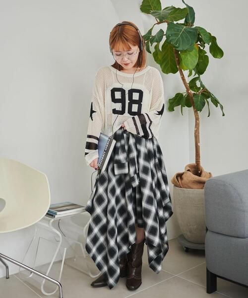 WEGO(ウィゴー)の「WEGO/ナンバリングメッシュショートニット(ニット/セーター・レディース・レッド/ブラック・FREE)」の12枚目の写真