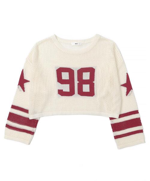 WEGO(ウィゴー)の「WEGO/ナンバリングメッシュショートニット(ニット/セーター・レディース・レッド/ブラック・FREE)」の17枚目の写真