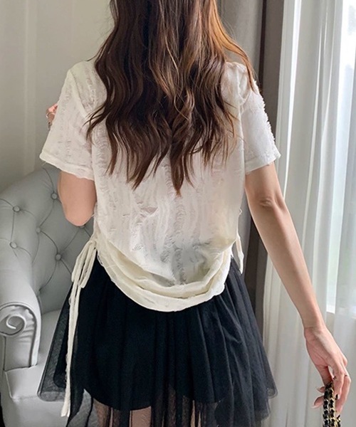 Lace Ladies(レースレディース)の「スター モチーフ ダメージ サイドシャーリング Tシャツ(Tシャツ/カットソー・レディース・アイボリー・M/XL)」の6枚目の写真