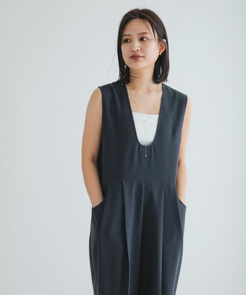 セール】Uネックタックオールインワン（サロペット/オーバーオール