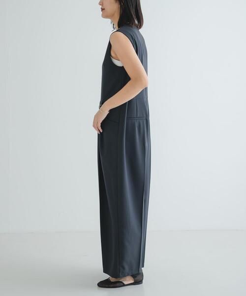 セール】Uネックタックオールインワン（サロペット/オーバーオール