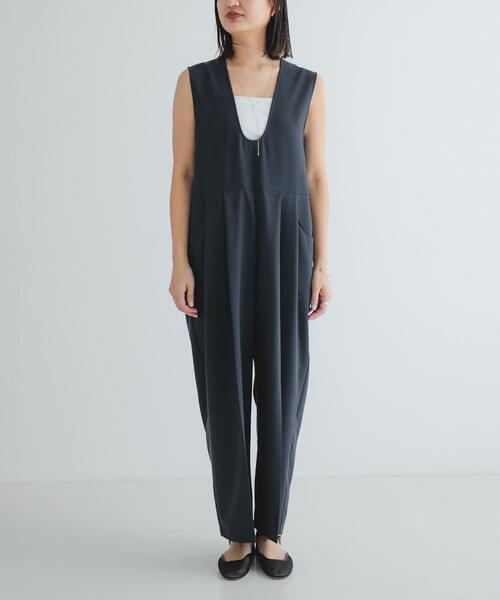 セール】Uネックタックオールインワン（サロペット/オーバーオール