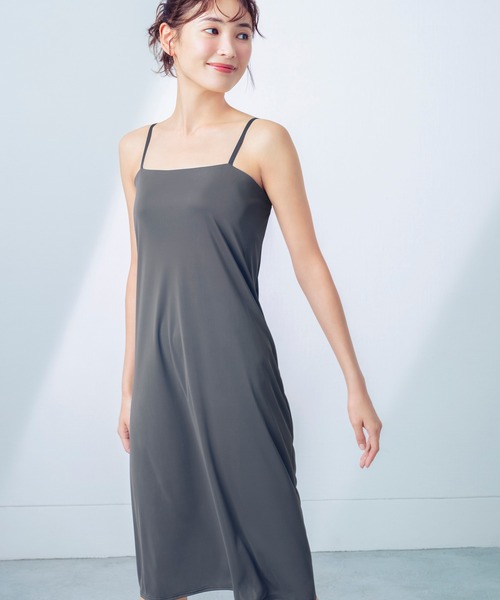 WING（ウイング）の「「シンクロブラワンピ」　カップ付きワンピース（インナーウェア/肌着・レディース・ブラック/チャコール/ブラウン・M/L/LL）」の2枚目の写真