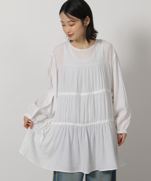 LAKOLE（ラコレ）の「2WAYドロストチュニック / 321405（チュニック・レディース・ミント/ブラック/オフホワイト・FREE）」の4枚目の写真