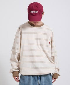 6(ROKU)＞コットン ワイド ボーダー プルオーバートップス（Tシャツ
