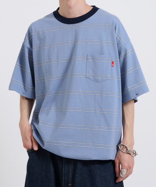 Perushu(ペルーシュ)の「2way border long tshirt 2way ボーダーロンT(Tシャツ/カットソー・メンズ・ベージュ/ブルー/チャコールグレー・LARGE/MEDIUM)」の3枚目の写真