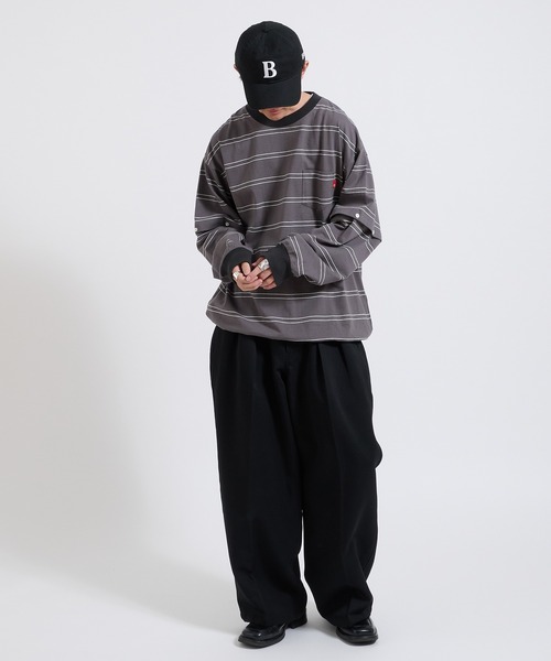 Perushu(ペルーシュ)の「2way border long tshirt 2way ボーダーロンT(Tシャツ/カットソー・メンズ・ベージュ/ブルー/チャコールグレー・LARGE/MEDIUM)」の10枚目の写真