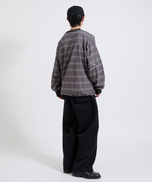 Perushu(ペルーシュ)の「2way border long tshirt 2way ボーダーロンT(Tシャツ/カットソー・メンズ・ベージュ/ブルー/チャコールグレー・LARGE/MEDIUM)」の11枚目の写真