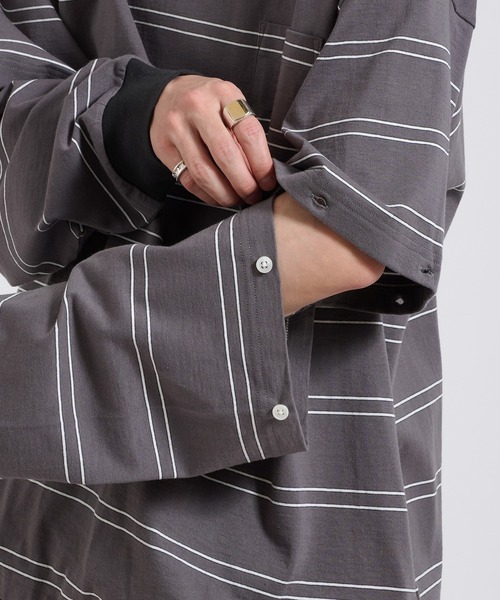 Perushu(ペルーシュ)の「2way border long tshirt 2way ボーダーロンT(Tシャツ/カットソー・メンズ・ベージュ/ブルー/チャコールグレー・LARGE/MEDIUM)」の18枚目の写真