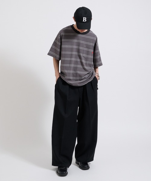 Perushu(ペルーシュ)の「2way border long tshirt 2way ボーダーロンT(Tシャツ/カットソー・メンズ・ベージュ/ブルー/チャコールグレー・LARGE/MEDIUM)」の14枚目の写真