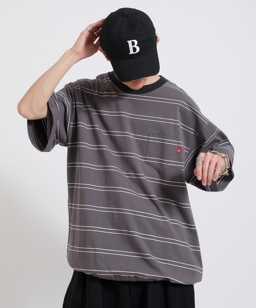 Perushu(ペルーシュ)の「2way border long tshirt 2way ボーダーロンT(Tシャツ/カットソー・メンズ・ベージュ/ブルー/チャコールグレー・LARGE/MEDIUM)」の12枚目の写真