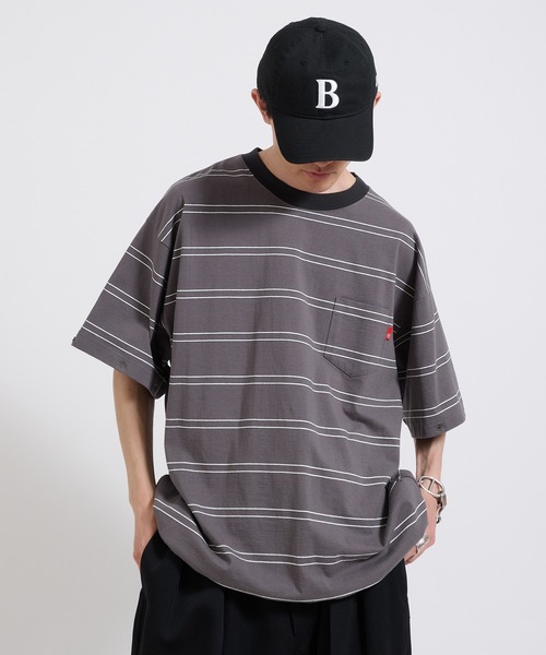Perushu(ペルーシュ)の「2way border long tshirt 2way ボーダーロンT(Tシャツ/カットソー・メンズ・ベージュ/ブルー/チャコールグレー・LARGE/MEDIUM)」の13枚目の写真