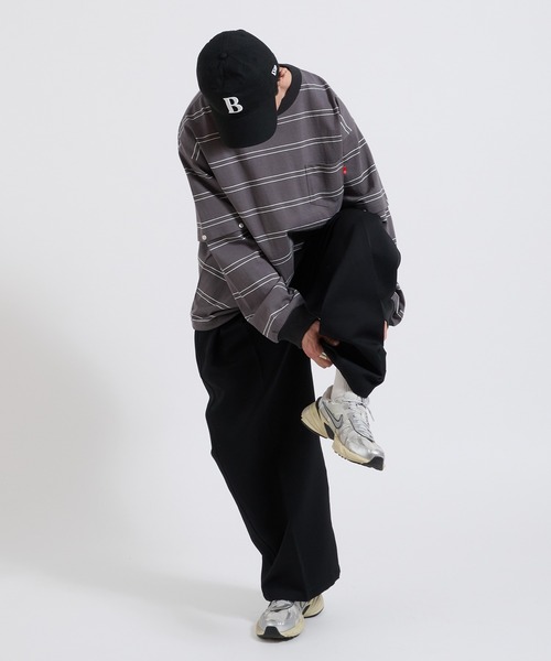 Perushu(ペルーシュ)の「2way border long tshirt 2way ボーダーロンT(Tシャツ/カットソー・メンズ・ベージュ/ブルー/チャコールグレー・LARGE/MEDIUM)」の7枚目の写真