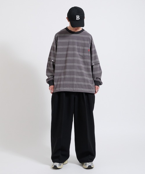 Perushu(ペルーシュ)の「2way border long tshirt 2way ボーダーロンT(Tシャツ/カットソー・メンズ・ベージュ/ブルー/チャコールグレー・LARGE/MEDIUM)」の9枚目の写真